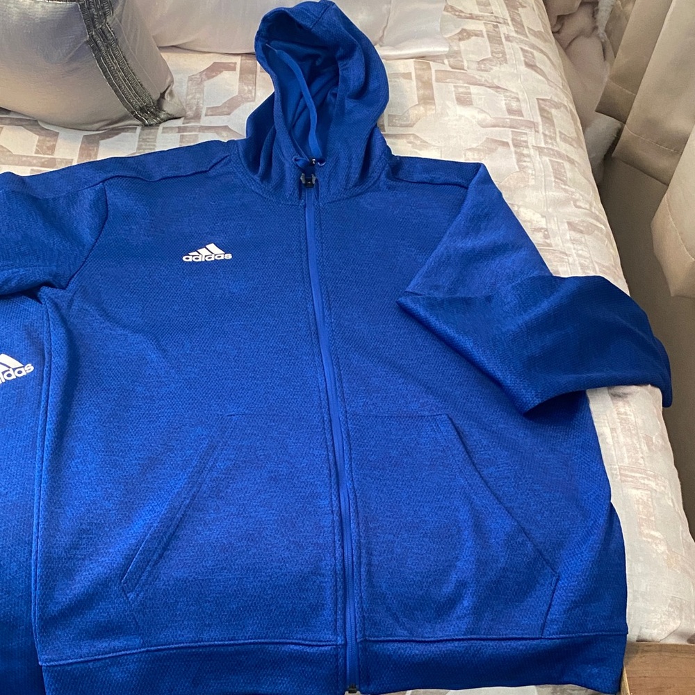 adidas Royal Blue Zip-Up Hoodie with Hood